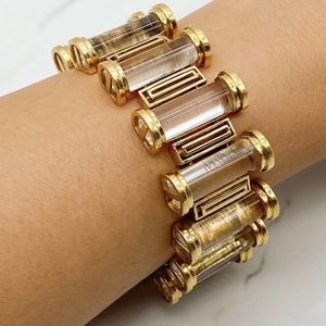 Spectacular High End Designer Lalaounis Clear Quartz & 18k Yellow Gold Bracelet